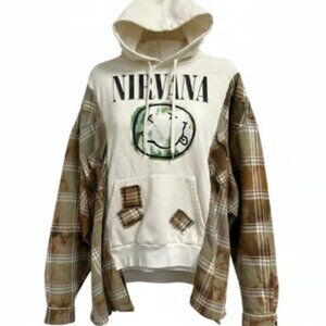 Upcycled Nirvana Flannel Hoodie